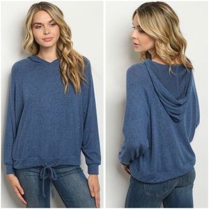 🆕Soft hooded top in denim blue